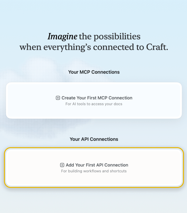 Click “Add Your First API Connection” button