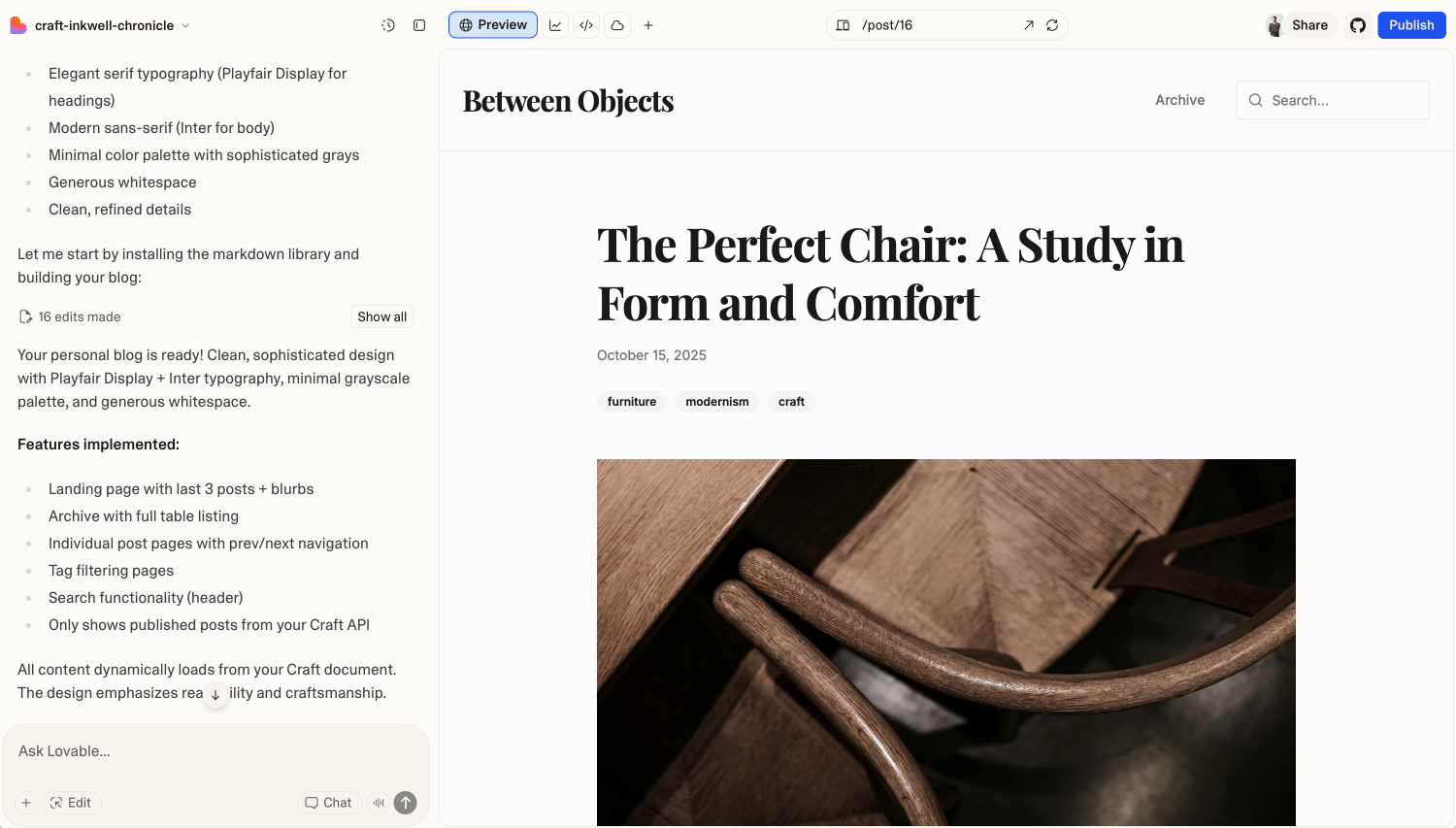 Personal Blog search and tags powered by Craft API