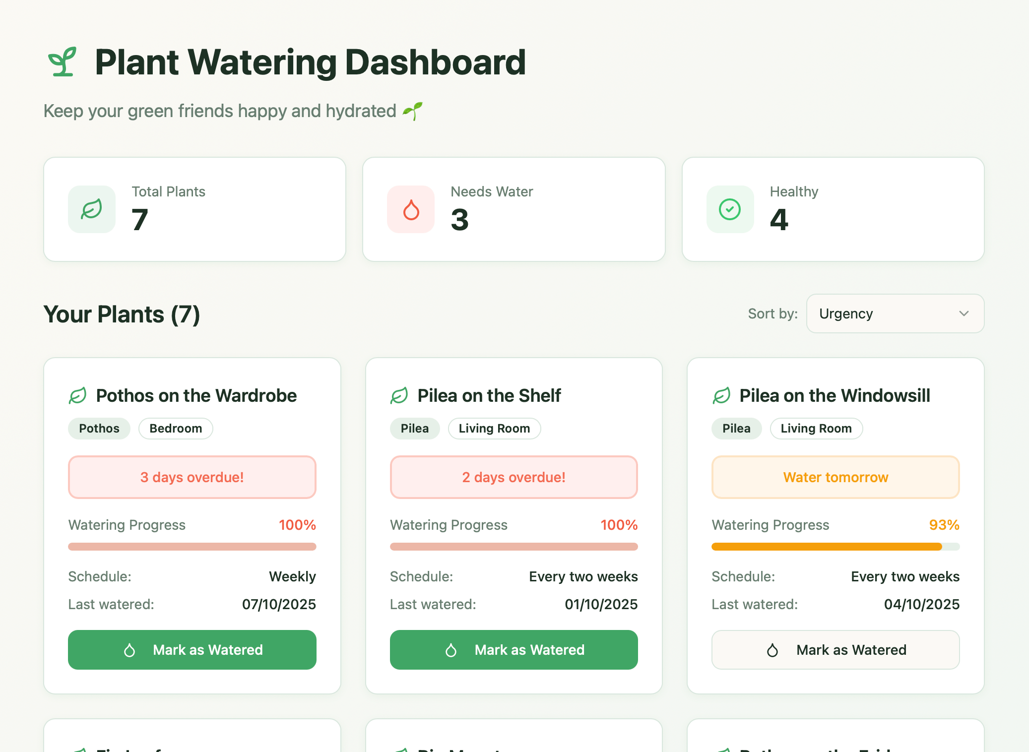 Plant Dashboard – Craft, Lovable integration