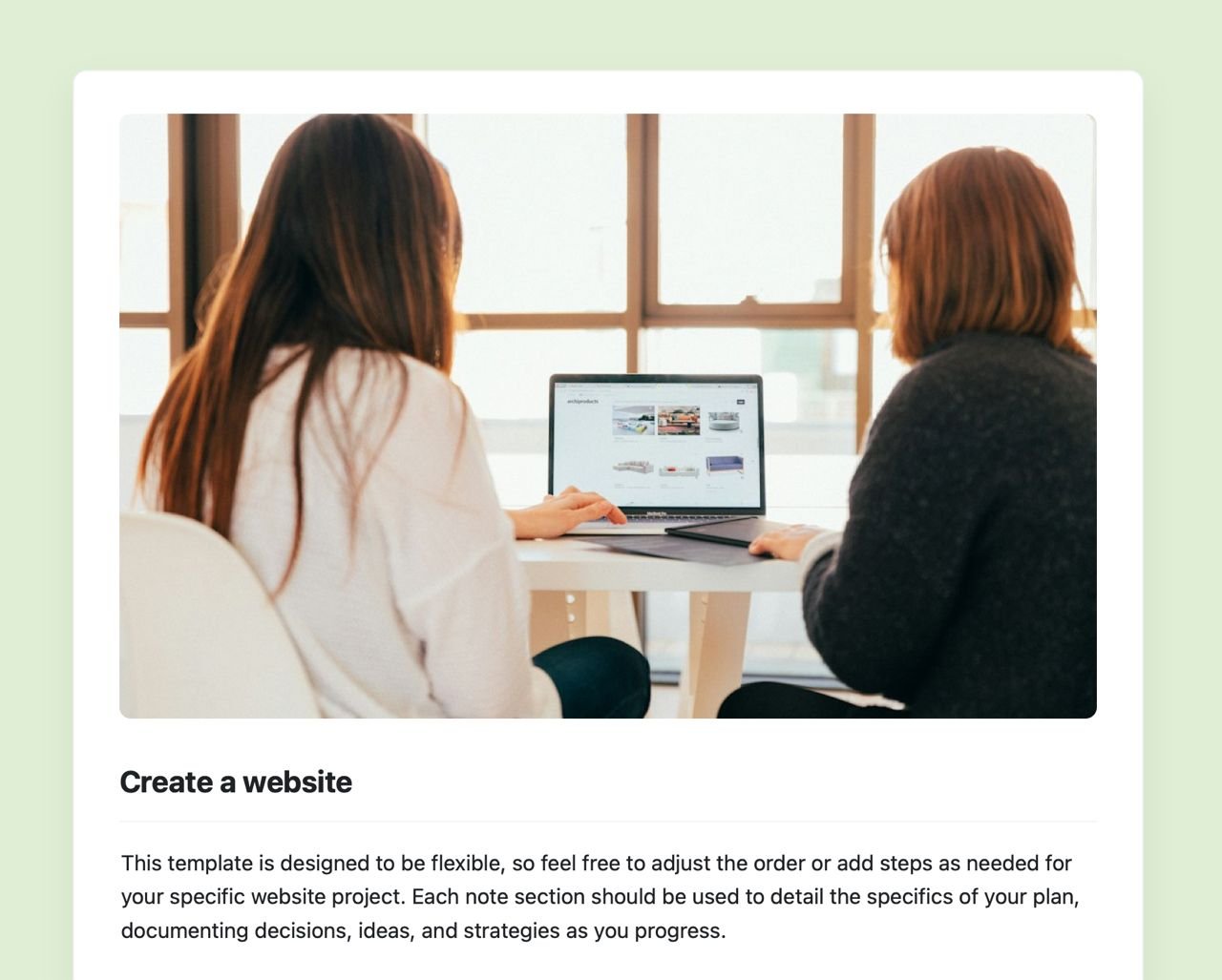 Craft Free Template: Create a website