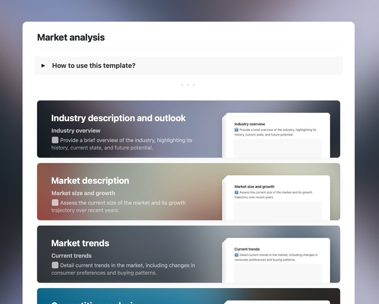 Craft Free Template: Market analysis