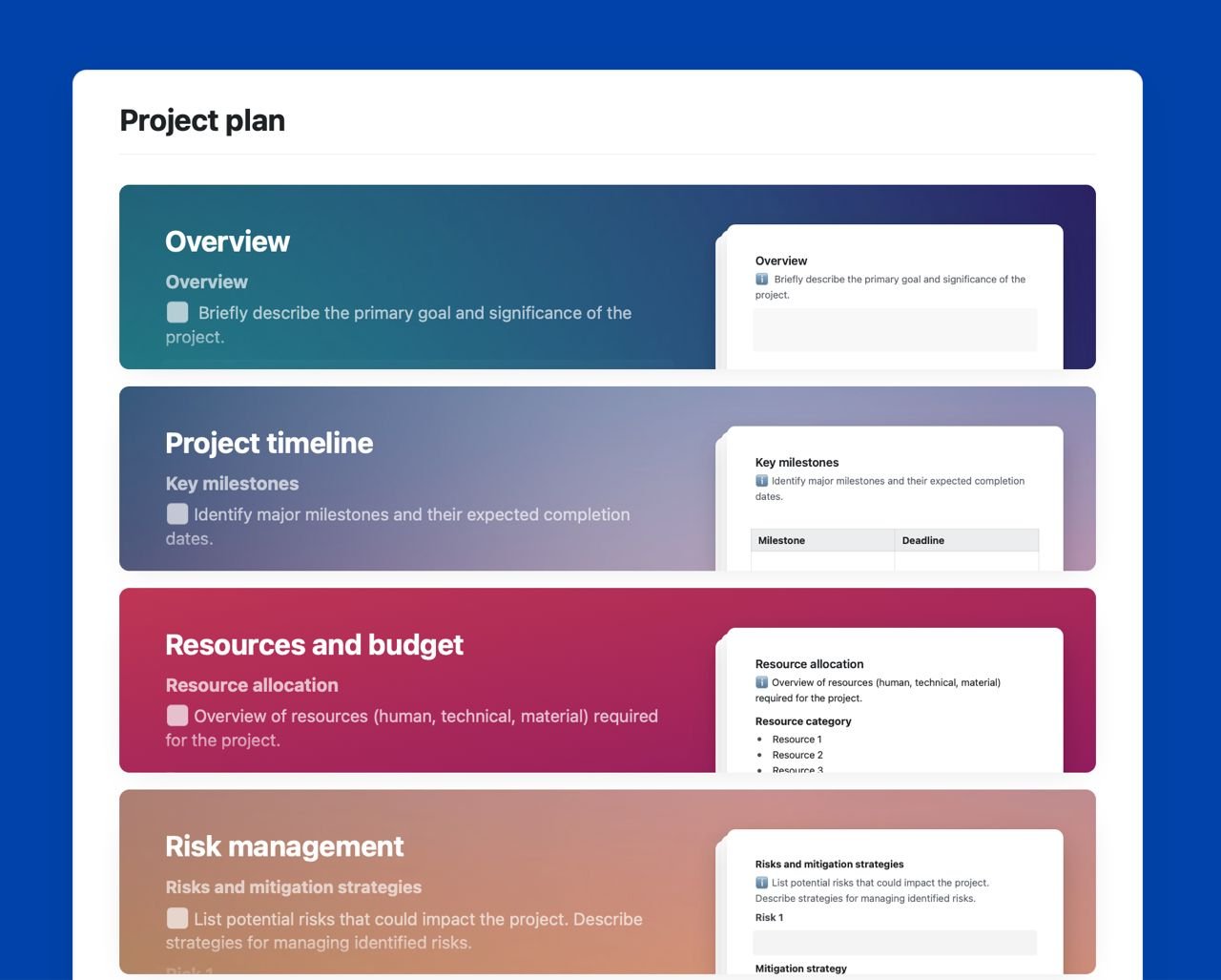 Craft Free Template: Project plan
