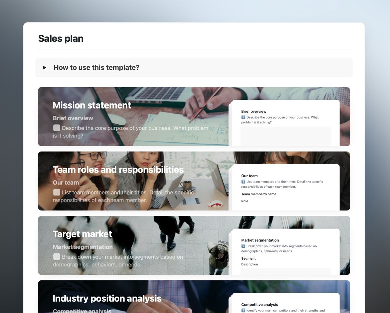Craft Free Template: Sales plan