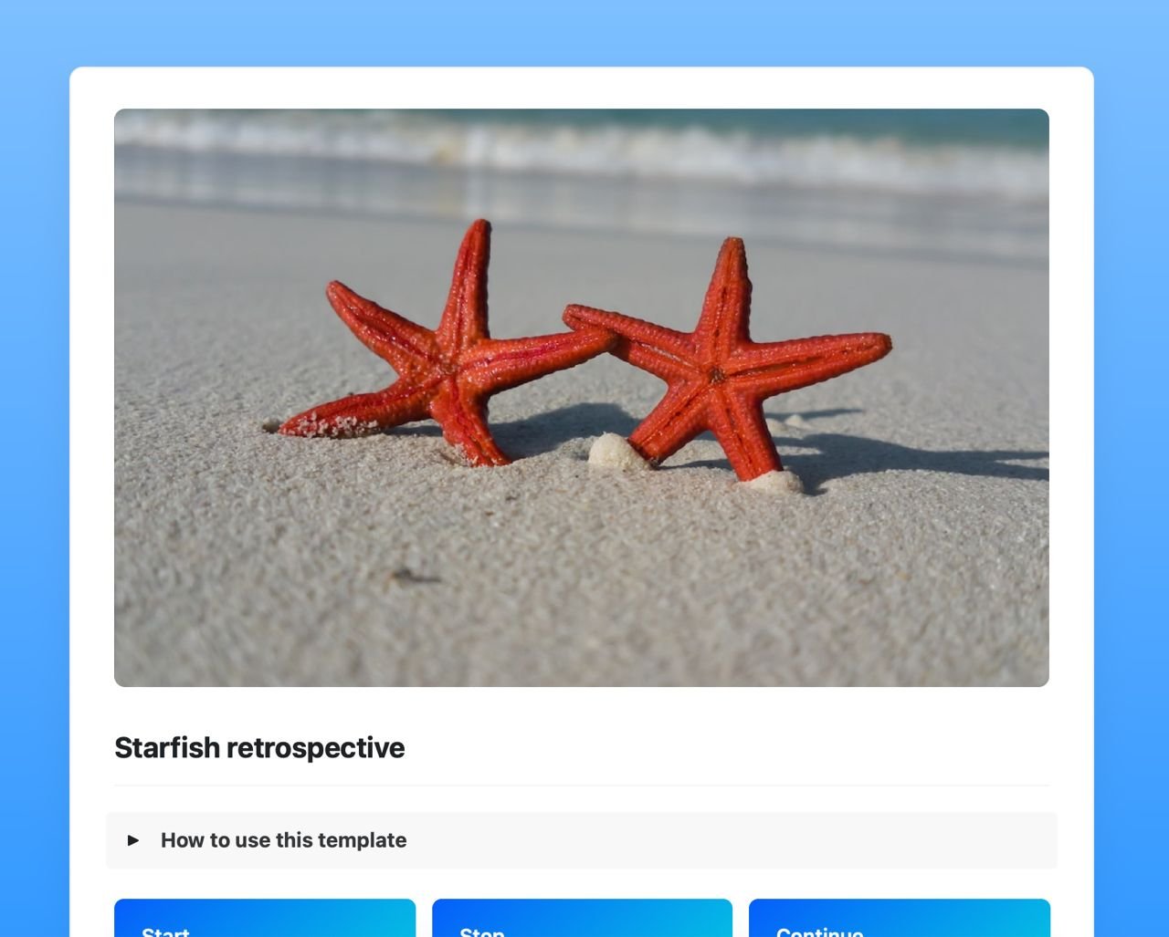 Preview of Starfish retrospective meeting agenda template