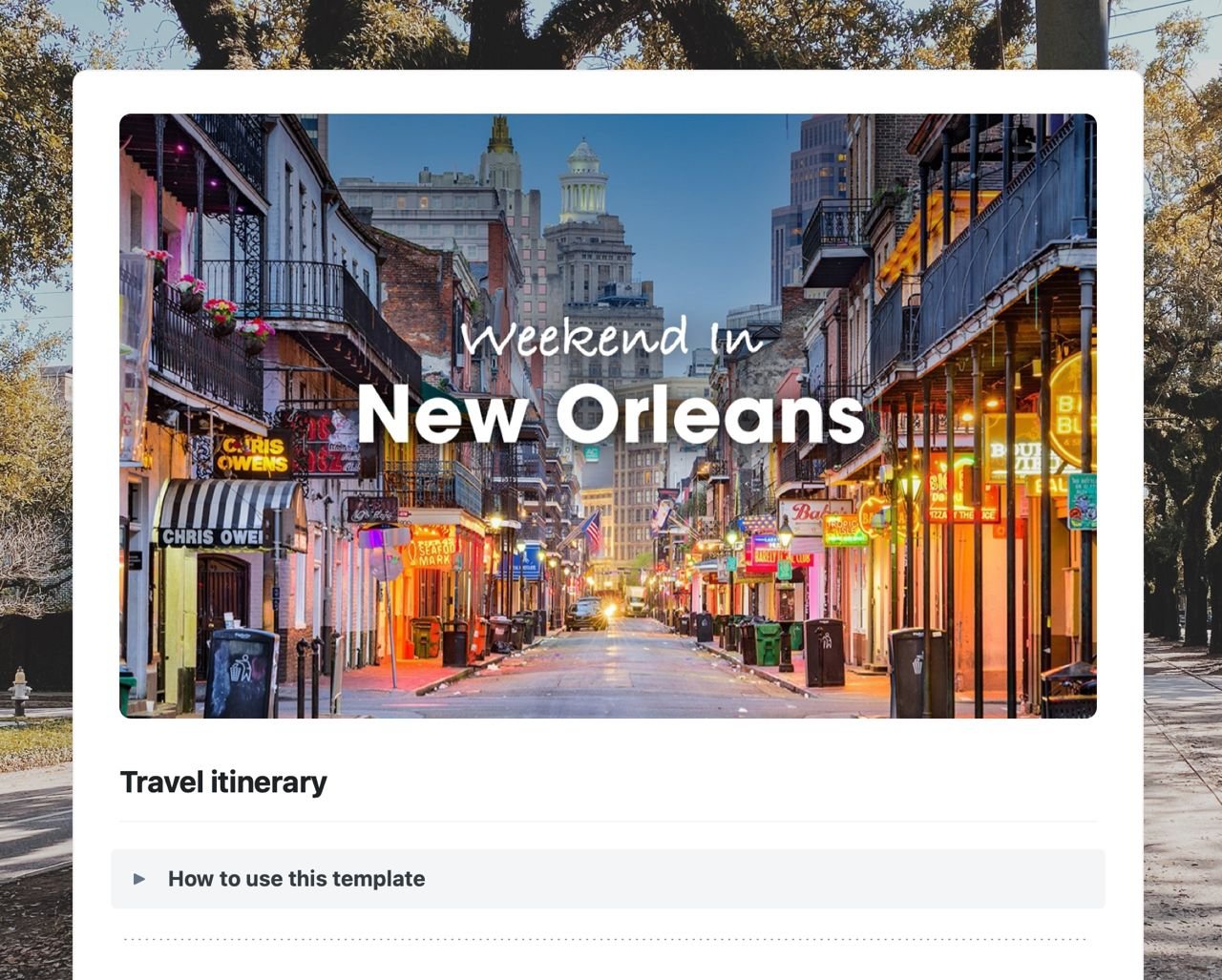 Preview of Travel itinerary template